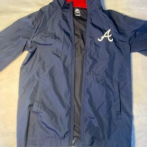 Men's Navy Windbreaker with Red Accents